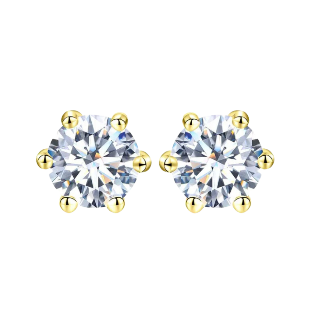 Aurea Gold Moissanite Ear Studs