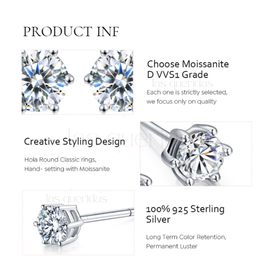 Aurea Silver Moissanite Ear Studs