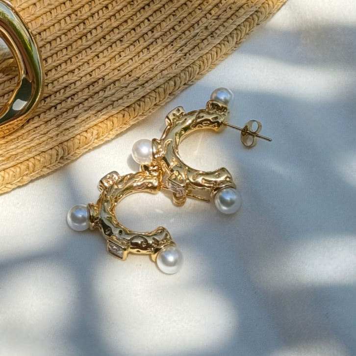 Bella Pearl Hoop Earrings