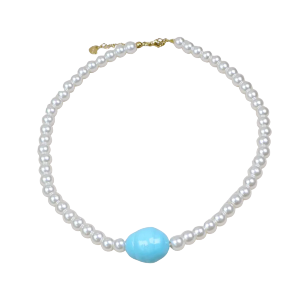 Blue Stone Pearl Necklaces