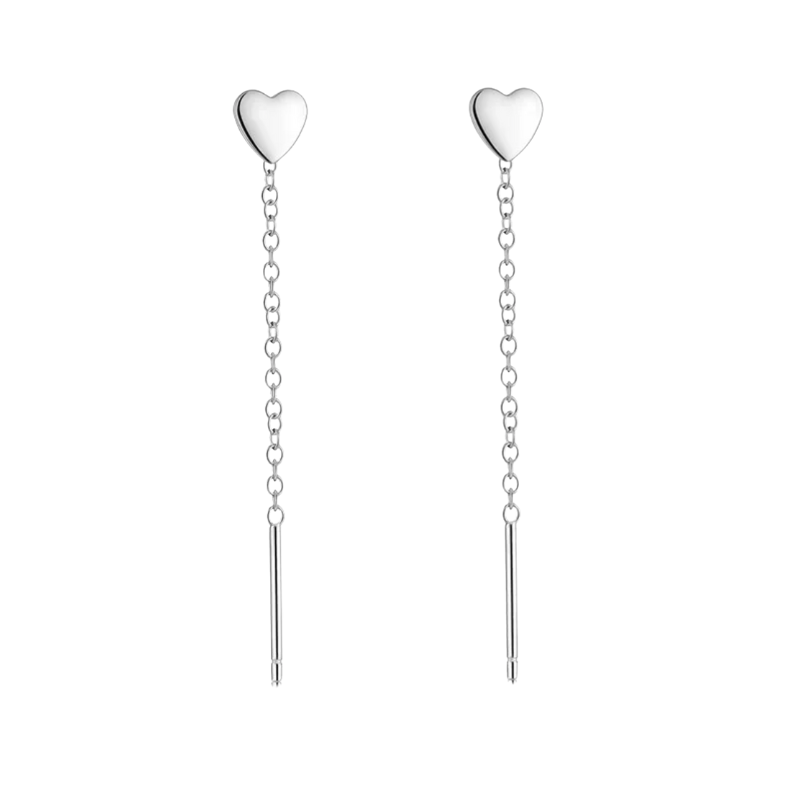 Cute  Silver Heart Line Earrings