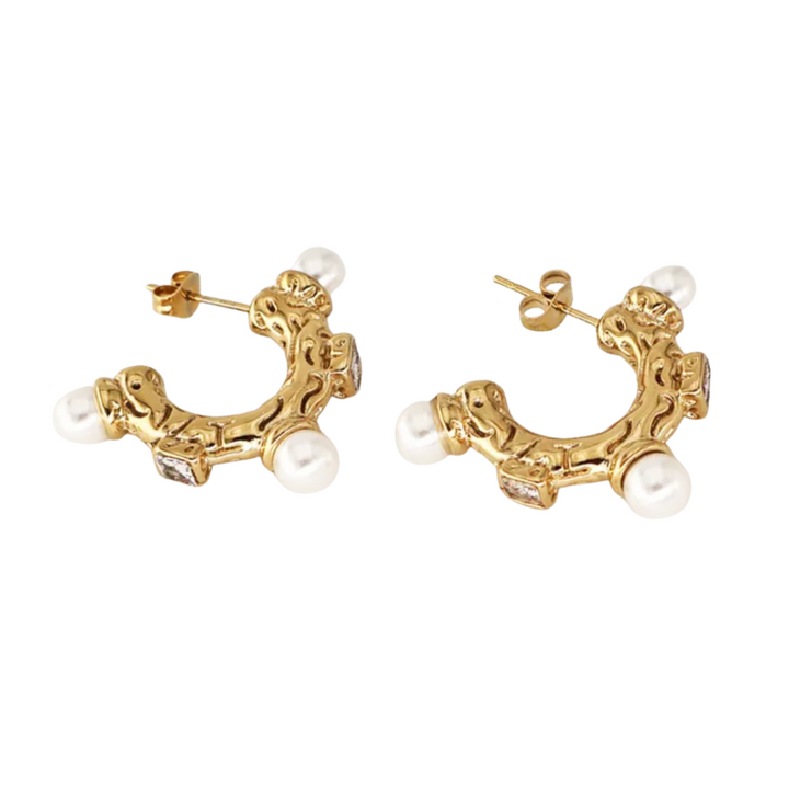 Bella Pearl Hoop Earrings