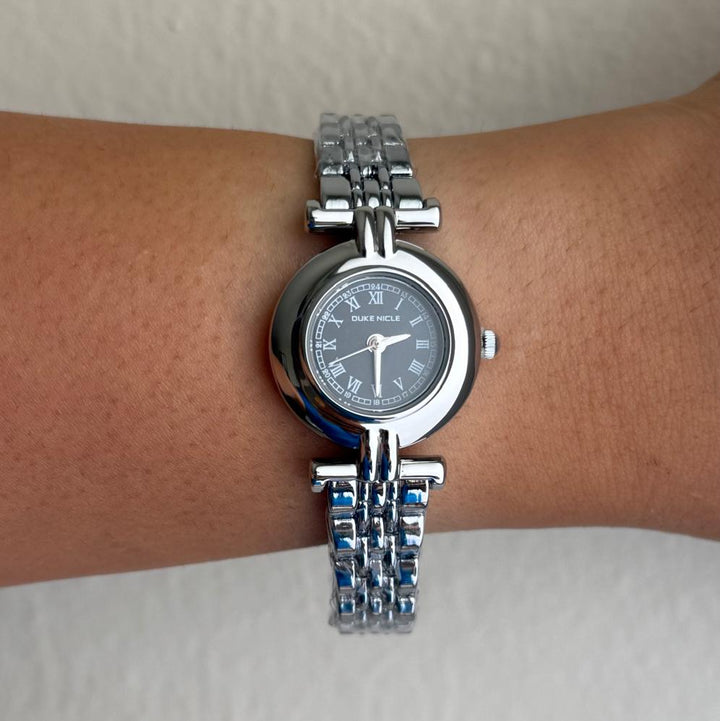 Black Double Link Silver Watch