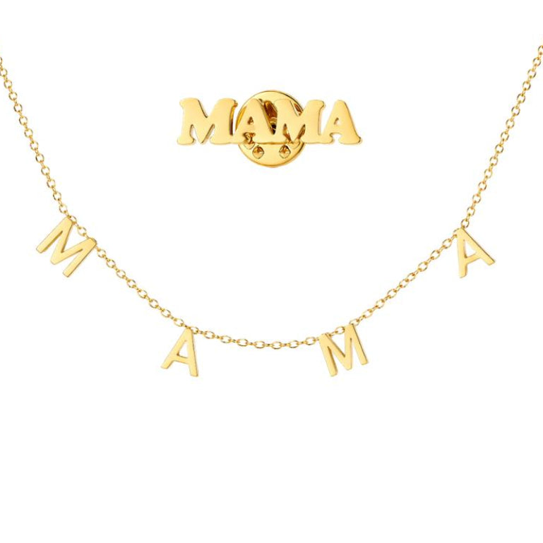 Dear Gold MAMA Necklace And Earrings Set