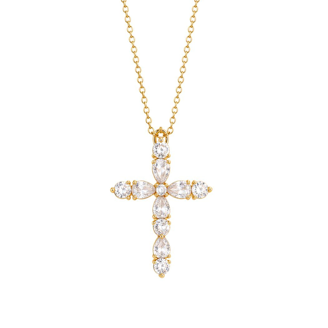 Luminara Gold Cross Stones Necklace