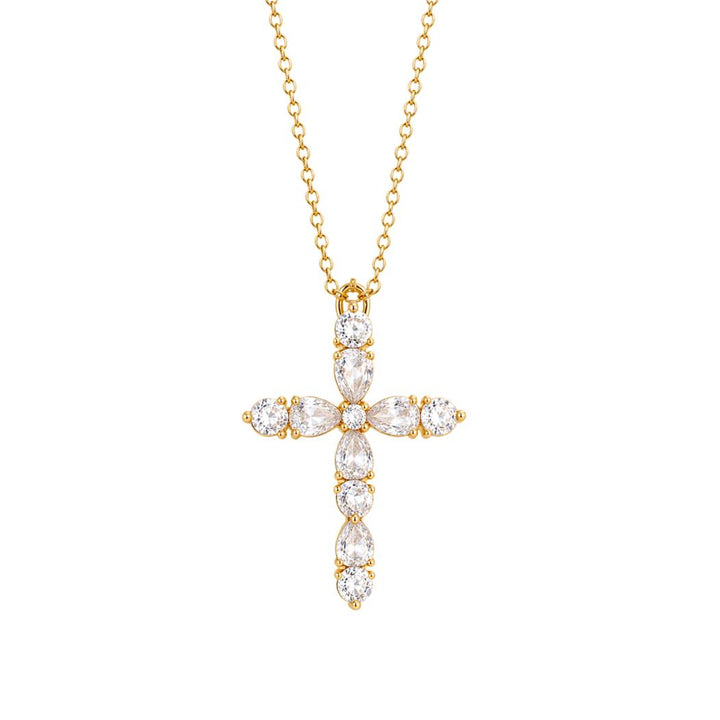 Luminara Gold Cross Stones Necklace