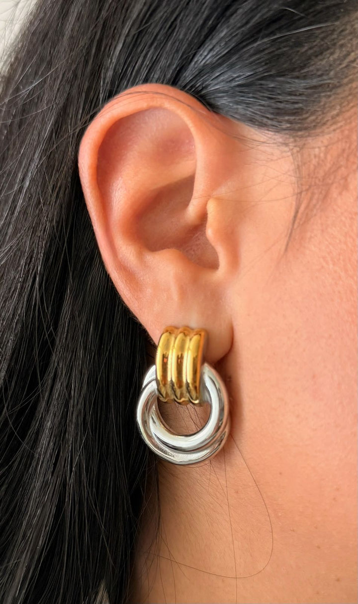 Eleanor Two-tone Crossed Hoops Statements