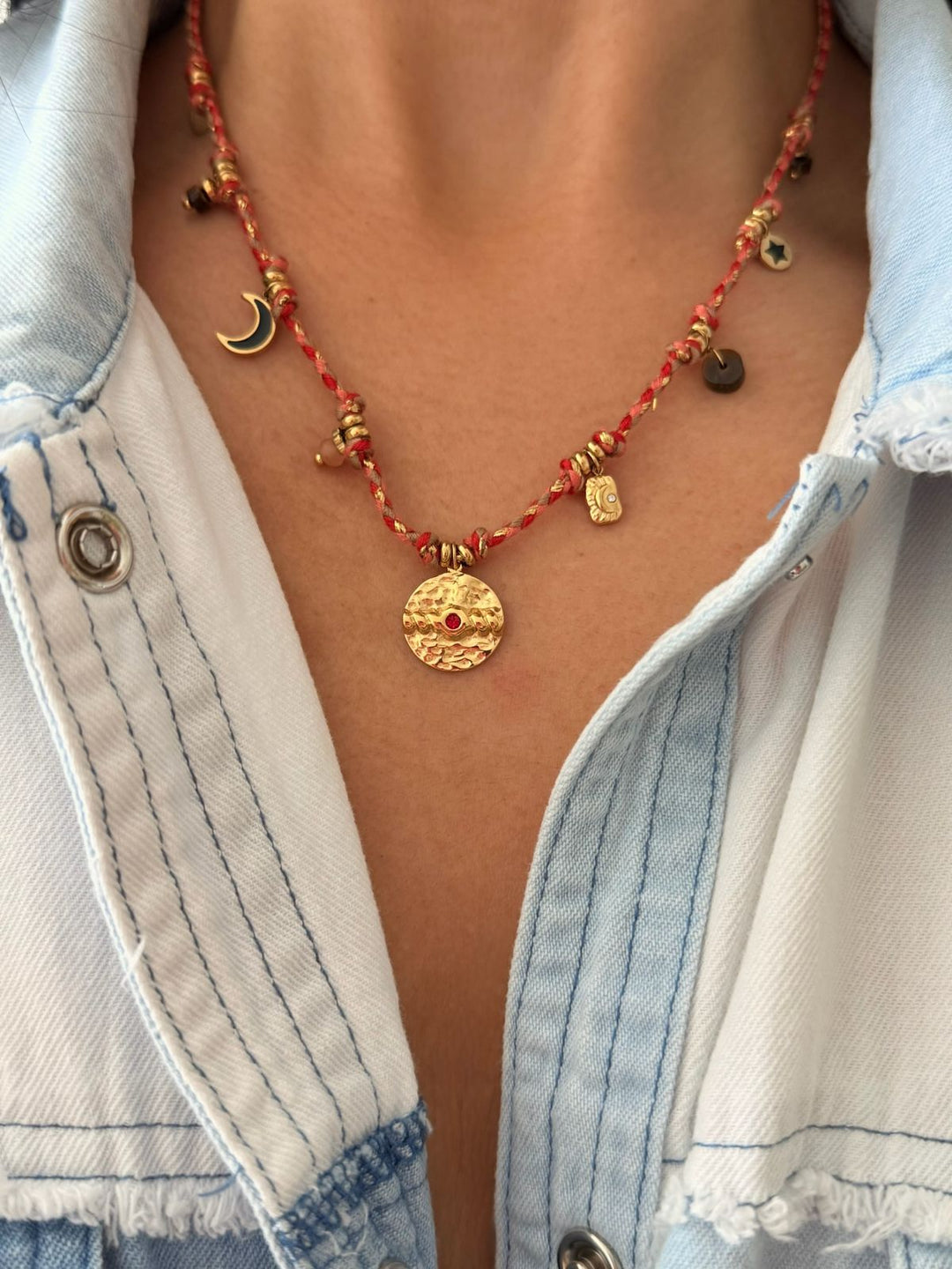 Elena Red Mystical Charms Necklace
