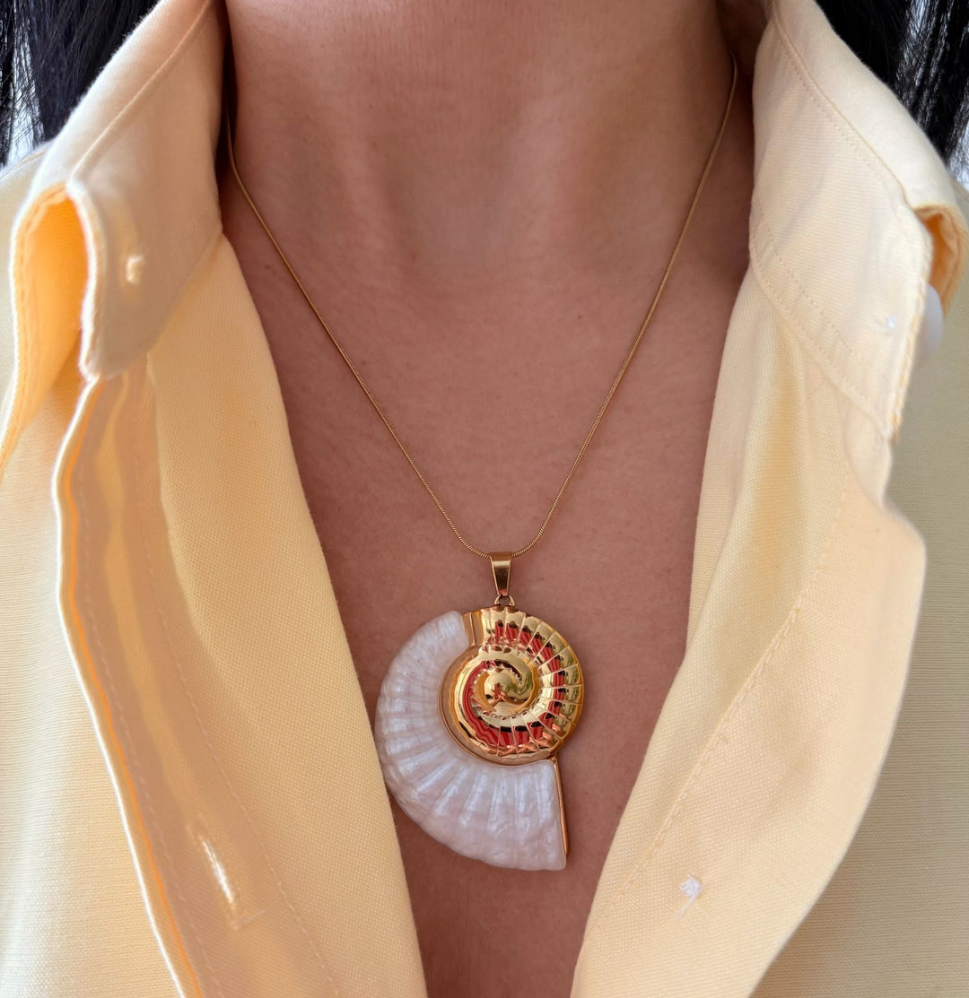 Marina Gold Seashell Pendant  Necklace