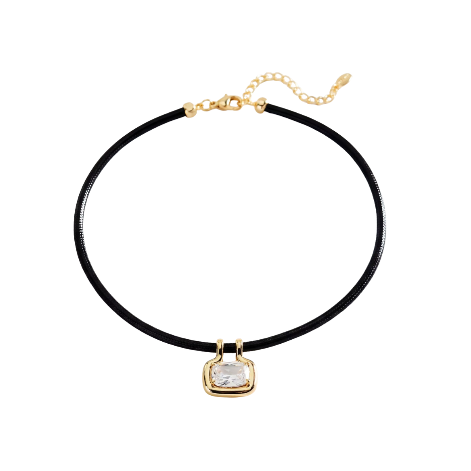 Noir Crystal Black Cord Necklace