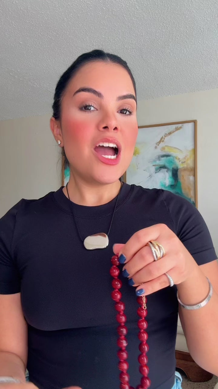 Luciana Burgundy Beaded Necklace