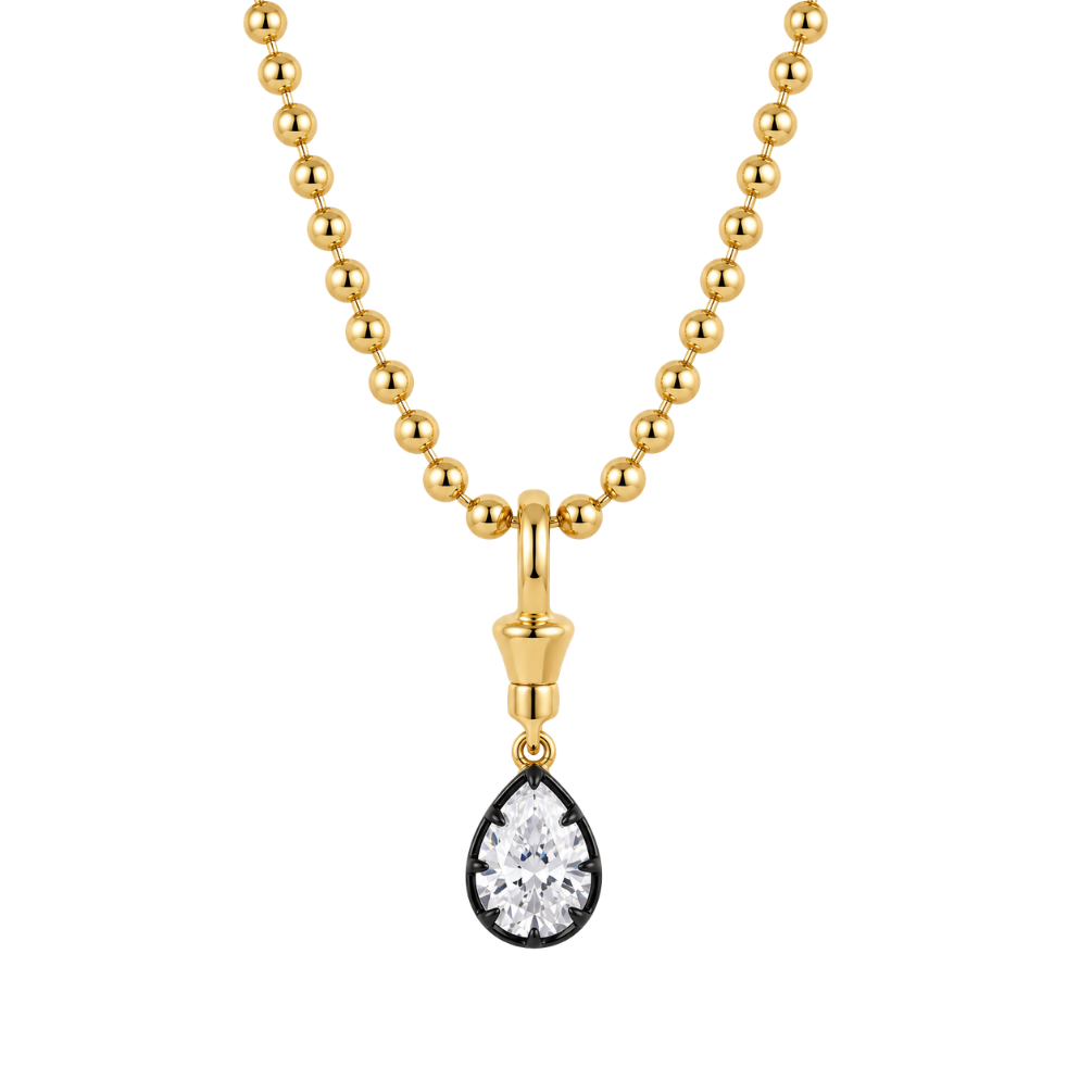 Celeste Smoky Teardrop Charm Necklace